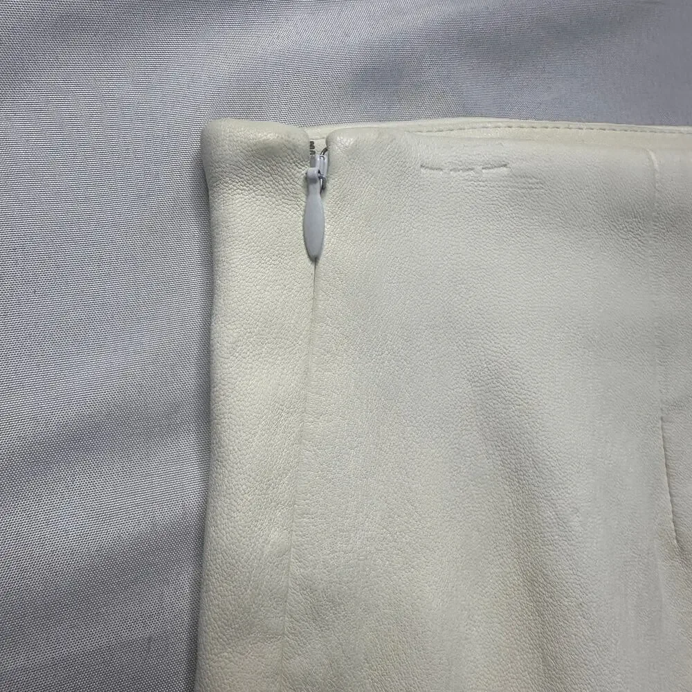 Genuine Leather Luxury White Mini Skirt Buttery Soft Lambskin Feel - Picture 7 of 12